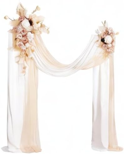 Artificial Flowers Wedding Arch Swag Set, 4 Pieces, White & Beige