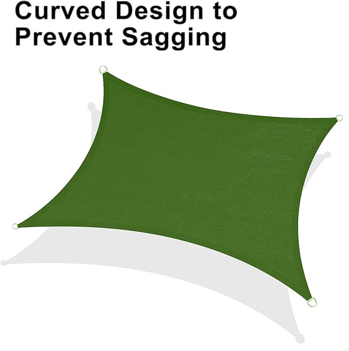 LOVE STORY Custom Size 8'x18' Piquant Green Sun Shade Sail Rectangle UV Block Canopy Patio Sail Sunshades Fabric for Outdoor Garden Carport (We Make Custom Size)