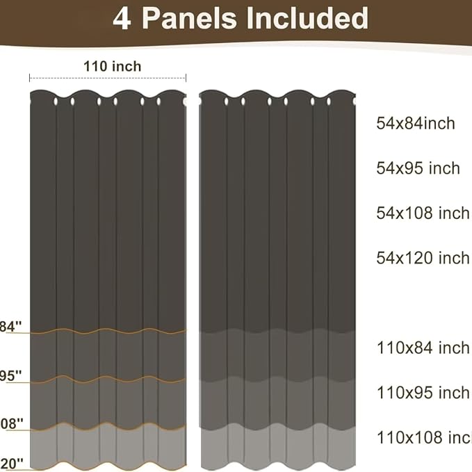 HolidayIdeas Outdoor Curtains for Patio Waterproof 4 Panels 110x108 - Image 9