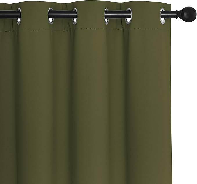 NICETOWN Room Darkening Curtain for Living Room - Energy Saving Thermal Insulated Grommet Room Darkening Curtain/Drape for Bedroom (1 Panel, 46 by 72, Olive Green)