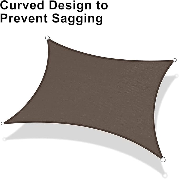LOVE STORY Custom Size 6'x10' Brown Sun Shade Sail Rectangle UV Block Canopy Patio Sail Sunshades Fabric for Outdoor Garden Carport (We Make Custom Size)