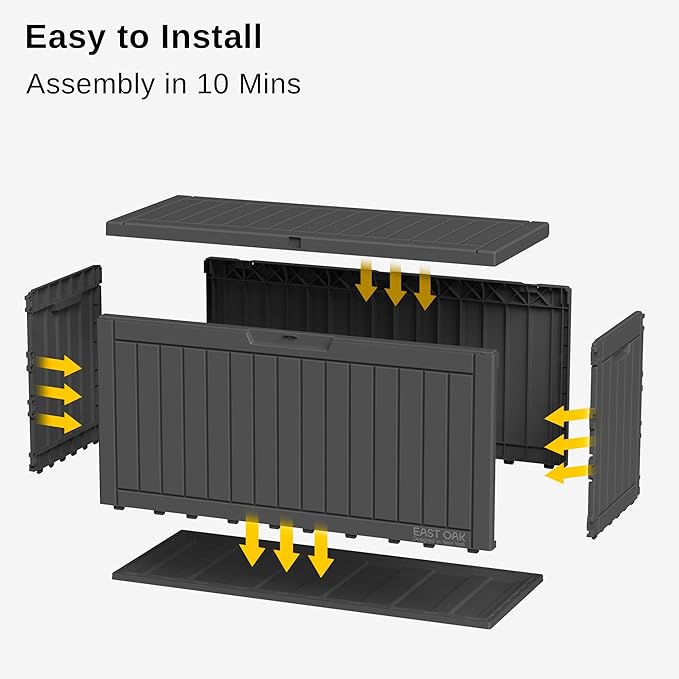 Deck Box 60 Gallon Black Resin Lockable Patio Storage