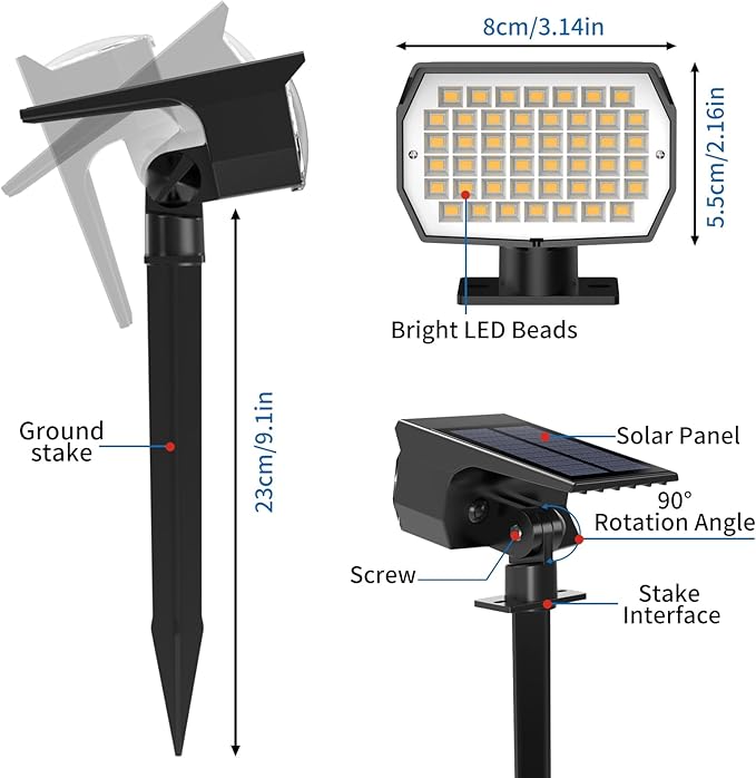 Solar Spot Lights Outdoor 2 Pack