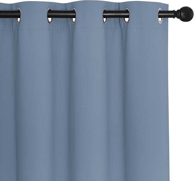 NICETOWN Bedroom Curtain Room Darkening Drapery 102 inches Length - Home Fashion Thermal Insulated Grommet Room Darkening Curtain for Living Room (Stone Blue, 1 Panel, 52 x 102 inches)