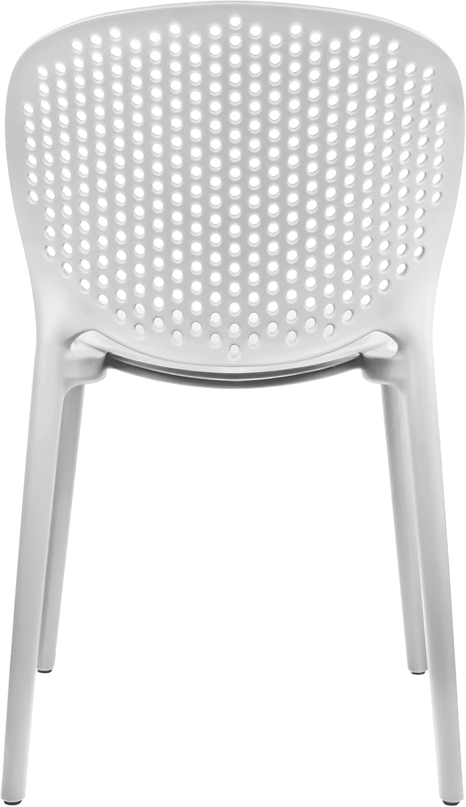 Patio Dining Chairs, Set of 2 White Stackable Plastic Chairs