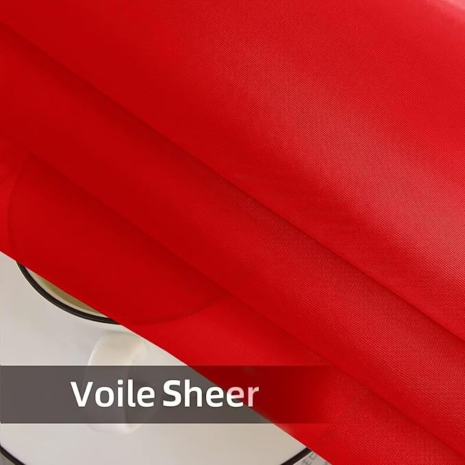 SpaceDresser Waterproof Outdoor Sheer Curtains for Patio - 4 Panels Rod Pocket Indoor Voile Sheer Curtain for Living Room,52W x 108L inch, Red
