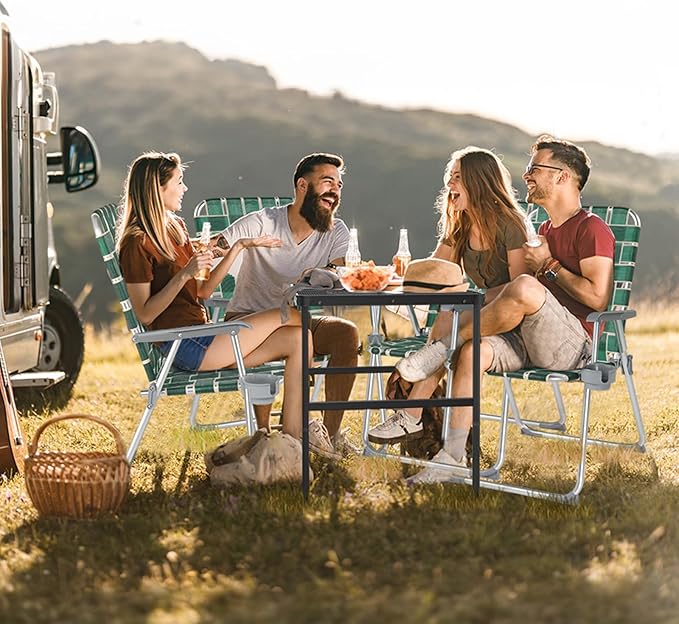 Patio Dining Chairs 2-Pack, Folding Aluminum Oversized, Dark Green