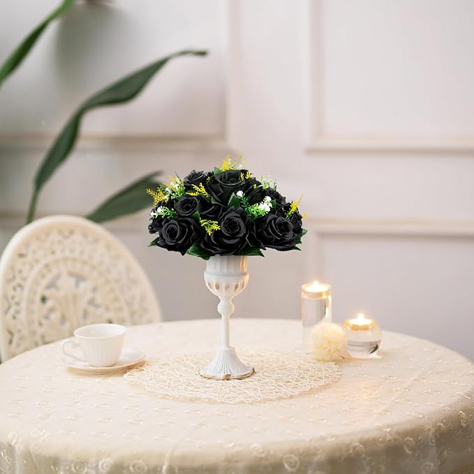 Artificial Flower Balls, Black Silk Rose Centerpieces, Set of 6