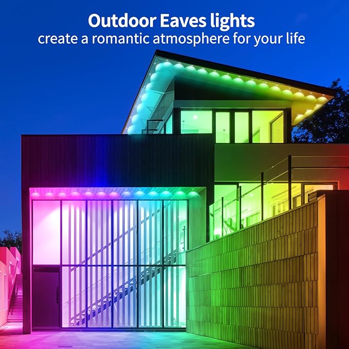 300ft Permanent Outdoor Light, RGB Outdoor eave Light,IP67 Waterproof LED eave Lights,Suitable for Party, Daily,Halloween,Christmas,Rooftop,Garden,Patio(2 Rolls of 150ft)