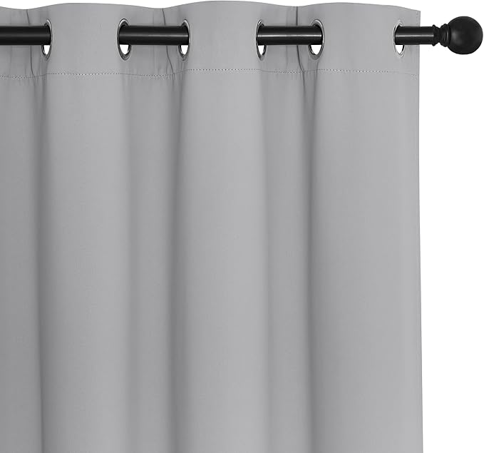 NICETOWN Room Darkening Short Curtain 54 inches Long for Living Room, Grommet Sound Reducing Thermal Insulated Curtains for Bedroom Nursery Window, 46W x 54L, 1 Piece, Silver Grey