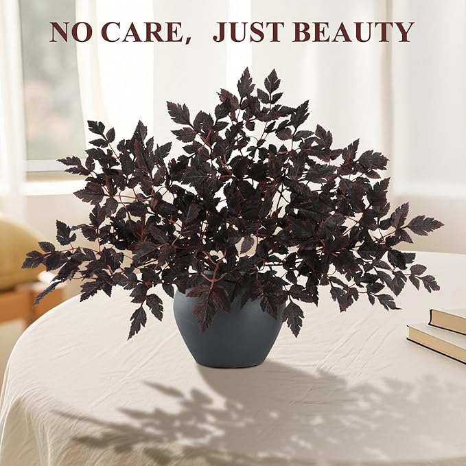 Artificial Fall Greenery Stems, 32 Inch Purple Cimicifuga, 3 Pack