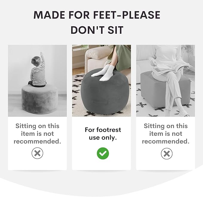 MeMoreCool Round Stuffed Pouf Ottoman Foot Rest, Floor Pouf Foot Stool with Soft Foam Chunk Filling, Small Round Ottoman Footstool Circle Footrest for Living Room, Green
