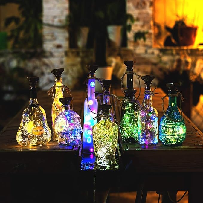 Indoor Solar String Lights for Wine Bottles, 3 Colors, 12 Pack