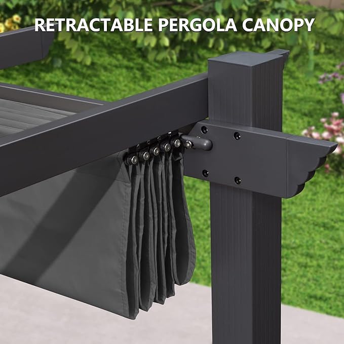 Pergola Shade Cover Replacement Canopy Top Compatible with 10 X 13 ft 6-Bar Pergola Frames - Gray (Canopy Size 116" W x 135" L, Canopy Top Only)