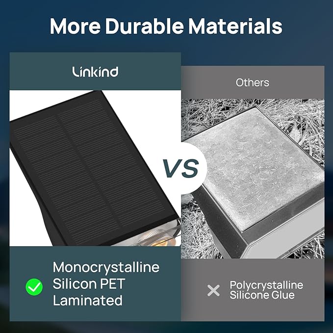 Linkind Solar Lights Outdoor Waterproof IP65, StarRay Dusk-to-Dawn Outdoor Solar Lights, 3 Lighting Modes Solar Spot Lights Outdoor for Garden, Yard, Landscape (Daylight, 4 Pack)