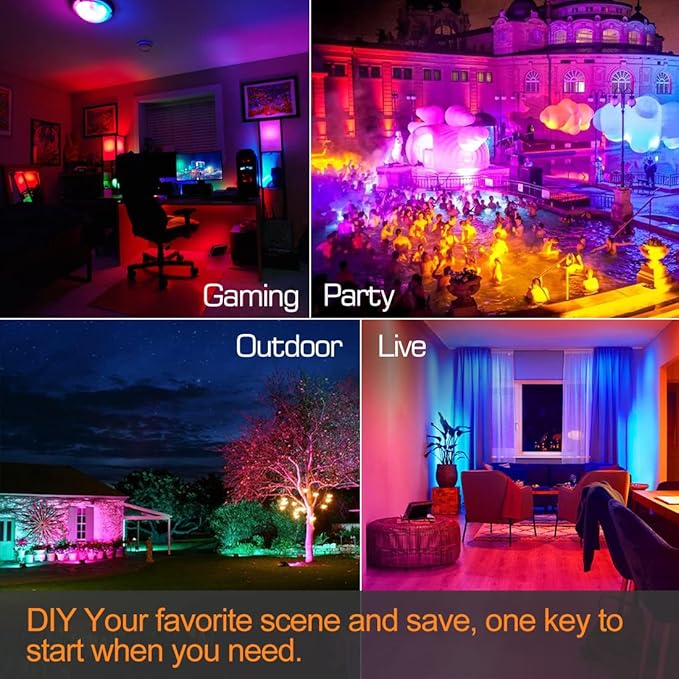 Led Flood Light 30W, 300W Equivalent 3000 LM Outdoor Color Changing Led Stage Landscape Lights, Bluetooth RGBW Smart Floodlights 2700K & 16 Million Colors&Timing& Music Sync, IP66,US 3-Plug (6 Pack)