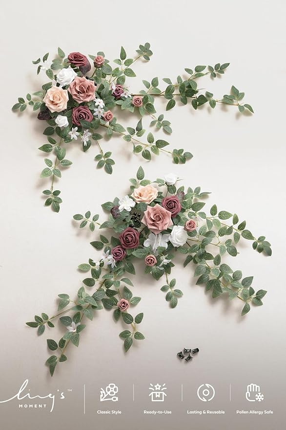 Artificial Greenery Floral Swag, Dusty Rose & Mauve, 2 Pieces