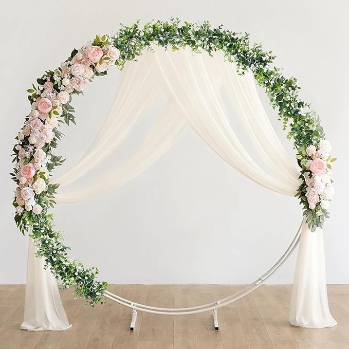Artificial Plants Greenery Garland, 4 Pack Green Eucalyptus with White Flowers