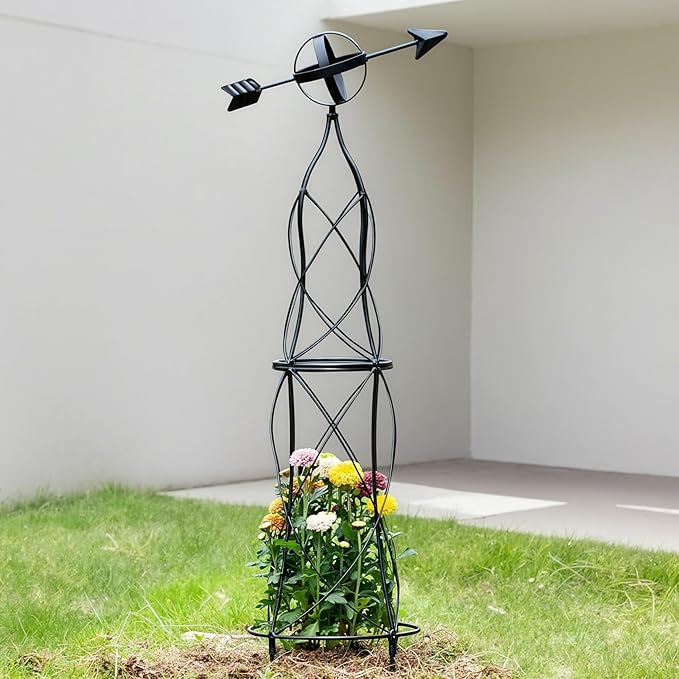 41-Inch Metal Obelisk Trellis โ Elegant Garden Support for Climbing Plants, Perfect for Outdoor Rose Bushes and Tall Vines, Durable Metal Design with Arrow Top for Indoor and Outdoor Use