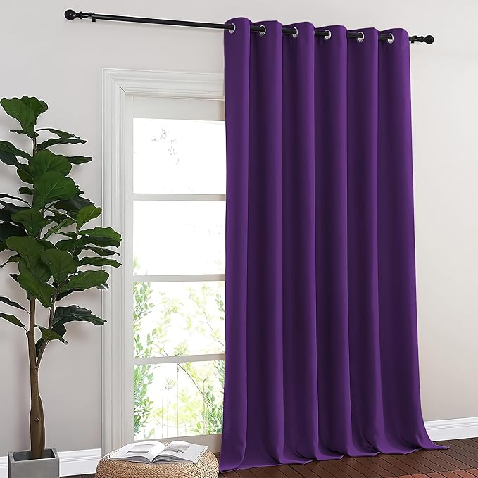 NICETOWN Royal Purple Blackout Curtains for Bedroom 95 Inch Length - Thermal Insulated Room Darkening Privacy Grommet Window Drapes for Boys Room, Set of 1 Panel, 80 x 95 Inch