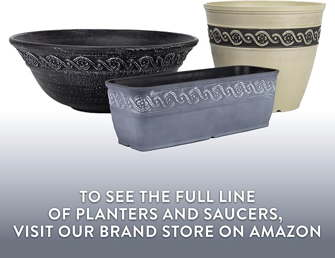 Classic Home and Garden Corinthian Resin Planter Pot - Outdoor & Indoor Plant Pot - Round Planter for Plants & Flowers (8" Storm Gray, Pack of 1)