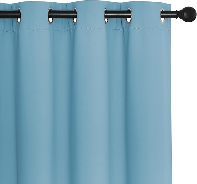 NICETOWN Blackout Curtains 72 inches Long, Grommet Privacy Window Treatment Thermal Insulated Room Darkening Sliding Glass Door Drape for Bedroom Living Room, 1 Panel, W100 x L72, Teal Blue