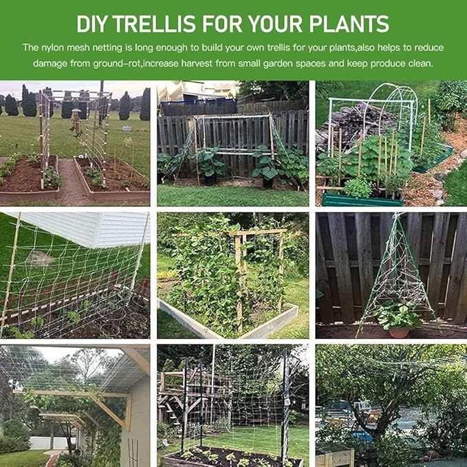 Trellis Netting, CANAGROW Heavy-Duty Garden Plant Trellis Netting for Climbing Plants, Outdoor Indoor Grow Net for Beans Tomatoes Peas Pumpkin Flowers, π π± ππππ, ππππ€ of 4
