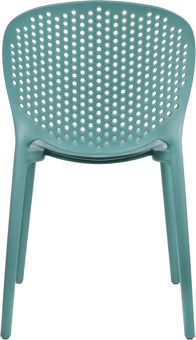 Patio Dining Chairs in Teal, Stackable Plastic, Set of 2