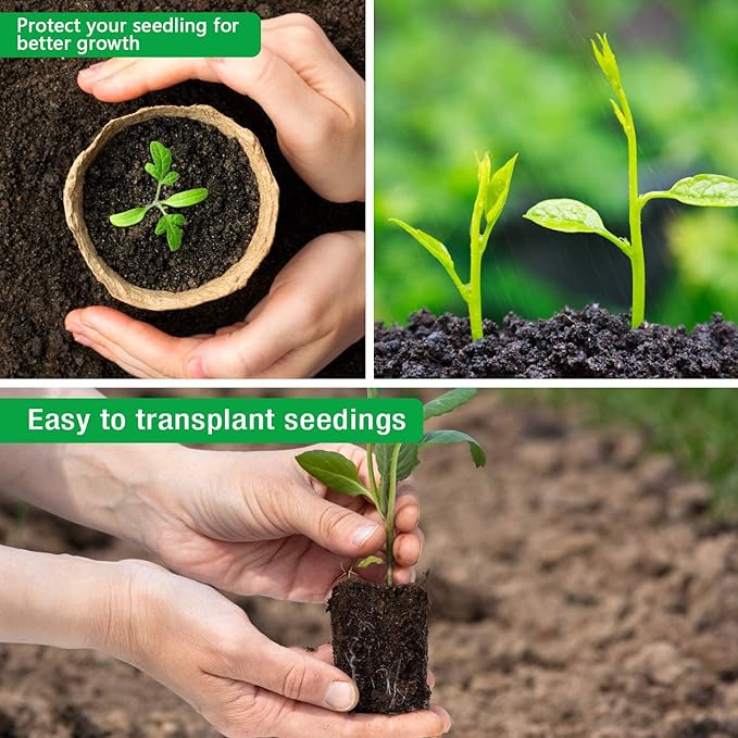 homenote Peat Pots, 60 Pcs 4 Inch Seed Starting Pots with Drainage Holes Round Nursery Plants Pots with Bonus 20 Plant Labels
