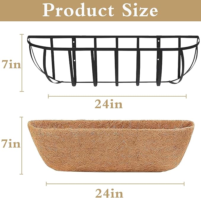 4pack 24-inch Window Sill Window Railing Planters with Cocoa Liner for Outdoor Balconies, Porches, Fences, Patio Railings