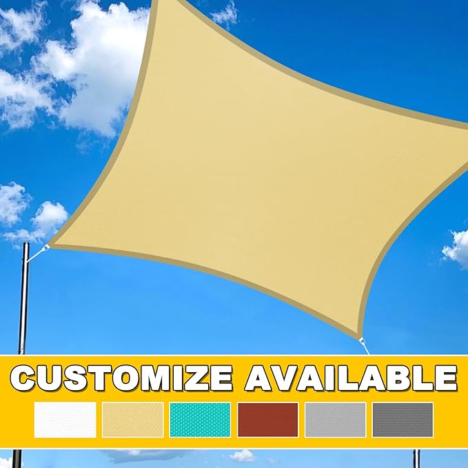 Artpuch Waterproof Sun Shade Sail, 12'x16' Rust Red Rectangular, UV Resistant Rain Canopy, Curved Edges Shade Cloth for Outdoor Patio, Deck, Yard
