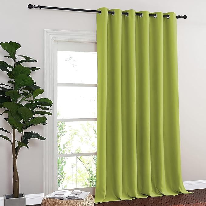 NICETOWN Blackout Sliding Glass Door Curtains, Room Darkening Thermal Insulated Curtains for Living Room Bedroom, Extra Wide Window Drapes, 1 Panel, W80 x L118, Fresh Green