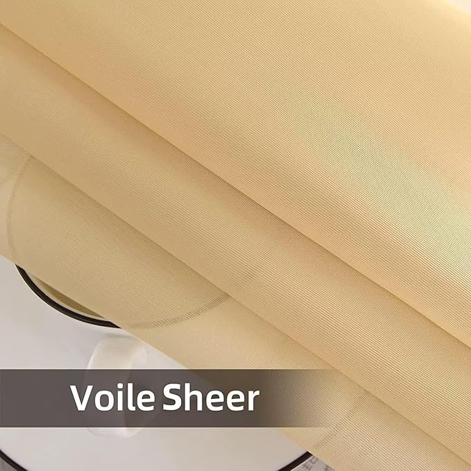 SpaceDresser Waterproof Outdoor Sheer Curtains for Patio - 2 Panels Rod Pocket Indoor Voile Sheer Curtain for Living Room,100W x 96L inch, Beige