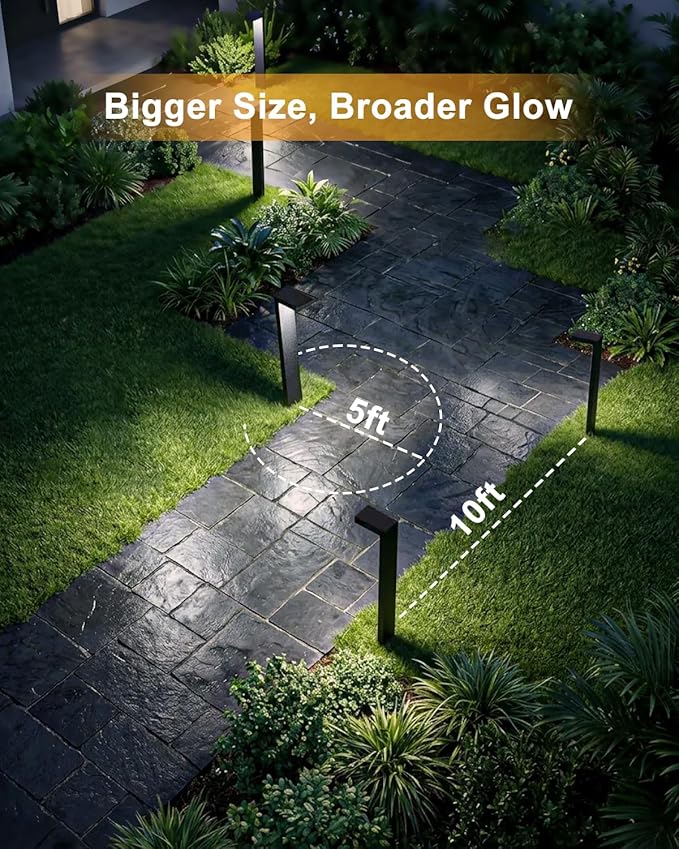 Low Voltage Landscape Lights, 8 Pack Outdoor LED Pathway Light, Wired Path Lighting for Walkway, Garden, IP65 Waterproof, 400LM, 4000K, Modern Cast-Aluminum, Black