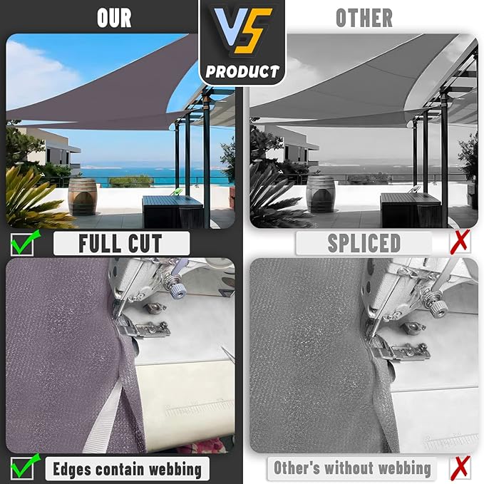 LOVE STORY Custom Size 15'x15'x21.2' Dark Grey Sun Shade Sail Right Triangle Sunhsade Fabric Awning Canopy for Patio Backyard Carport Pergola (Customized)