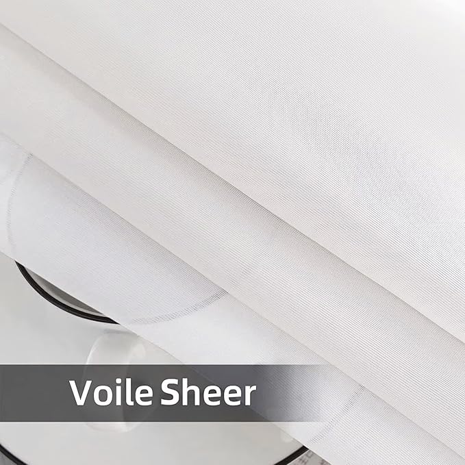 SpaceDresser Waterproof Outdoor Sheer Curtains for Patio - 2 Panels Rod Pocket Indoor Voile Sheer Curtain for Living Room,52W x 96L inch, White