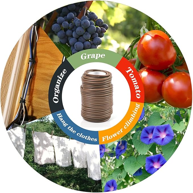 Decoroca Soft Plant Ties for Support - 65.6' Reusable Waterproof Plant Wire, 3.5mm Garden Twist, Office Organization and Decoration Binding(1pc/Brown)