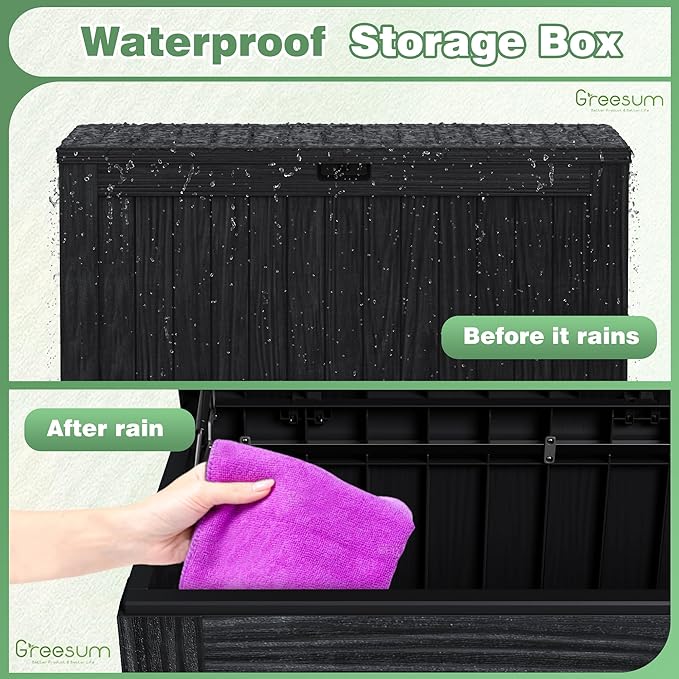 Deck Box, 120 Gallon Resin Outdoor Storage Container with Lid in Black
