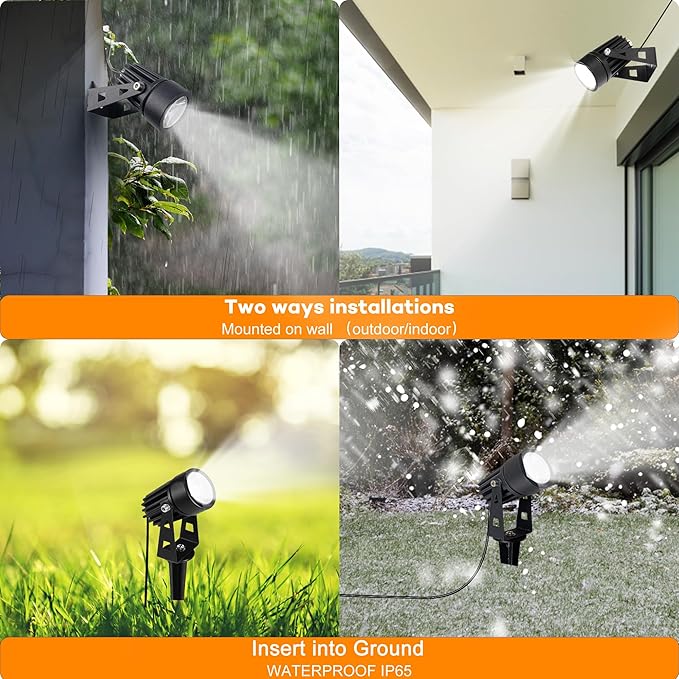 SUNLONG Solar Lights Outdoor Waterproof Solar Powered Spot Lights Aluminum Casting Landscaping Spotlight for Garden Yard Tree Uplight Downlight (Natural White)