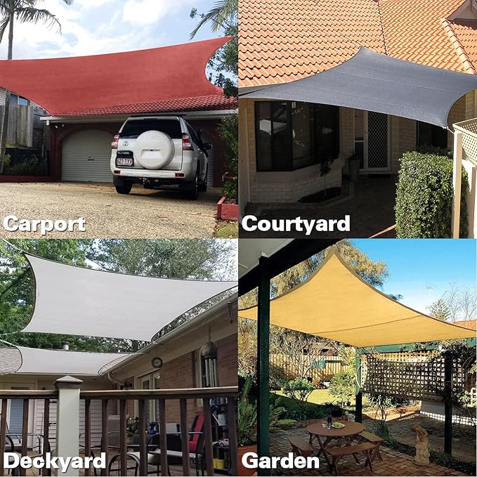 KANAGAWA 7'X12' Rust Red Custom Size Sun Shade Sail Rectangle UV Block Canopy Cover for Patio Backyard Lawn Garden Outdoor (Customized Available)