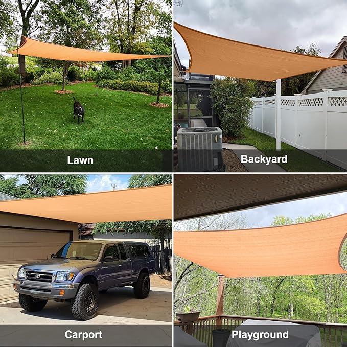 SUNLAX Sun Shade Sail 12' x 15' Peach Fuzz Rectangle Canopy Sail Shade Cover UV Block Permeable Sunshade Outdoor for Patio Backyard Deck Pergola (We Make Custom Size)