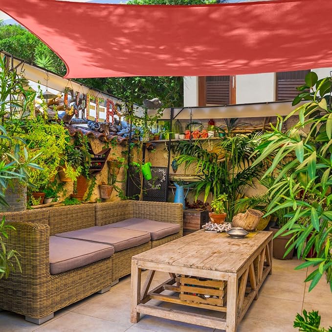 AsterOutdoor Sun Shade Sail Rectangle 10' x 13' UV Block Canopy for Patio Backyard Lawn Garden Outdoor Activities, Terra