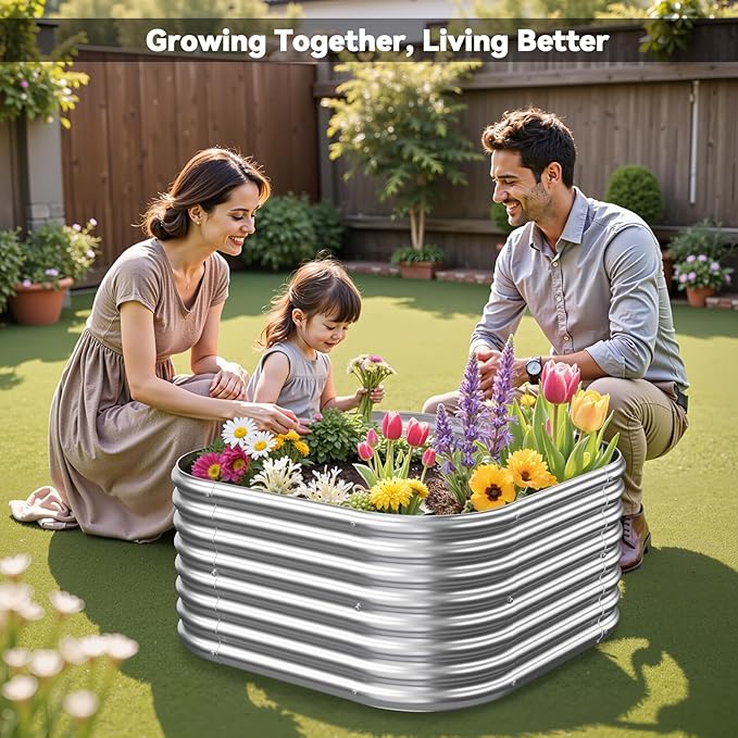 4 Pack 3x3FT Corrugated Galvanized Steel Raised Garden Bed Outdoor, Metal Above Ground Garden Bed for Vegetables and Flowers, Raised Beds for Gardening-3x3FTx10Inch