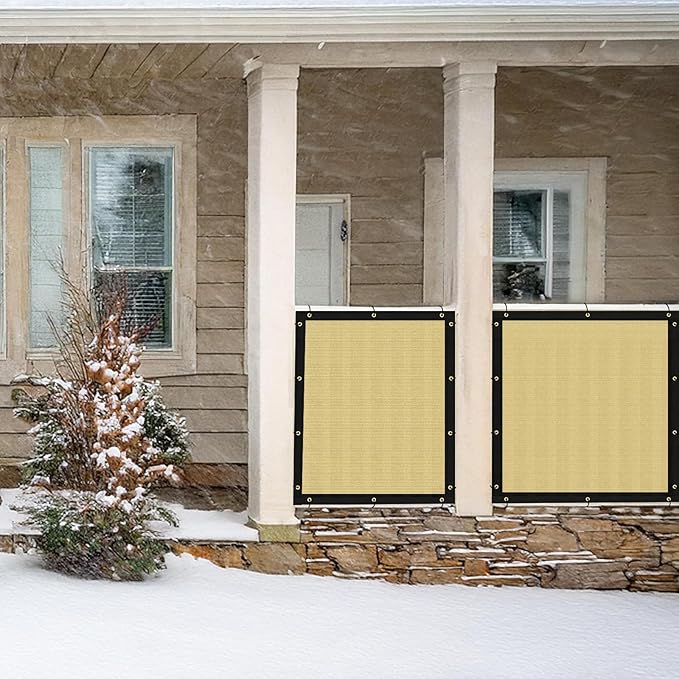 UPGRADE Privacy Screen 6' x 25' Fence Commercial Shade Cover with Brass Grommets Heavy Duty Perfect for Outdoor Back Yard, Sand, Customizable