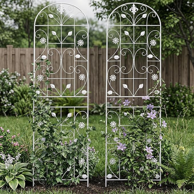 Trellis for Climbing Plants Outdoor, (2 Pack 70.8x19.6-inch), Generic Metal Garden Trellis, Rustproof, Easy Assembly,(White)