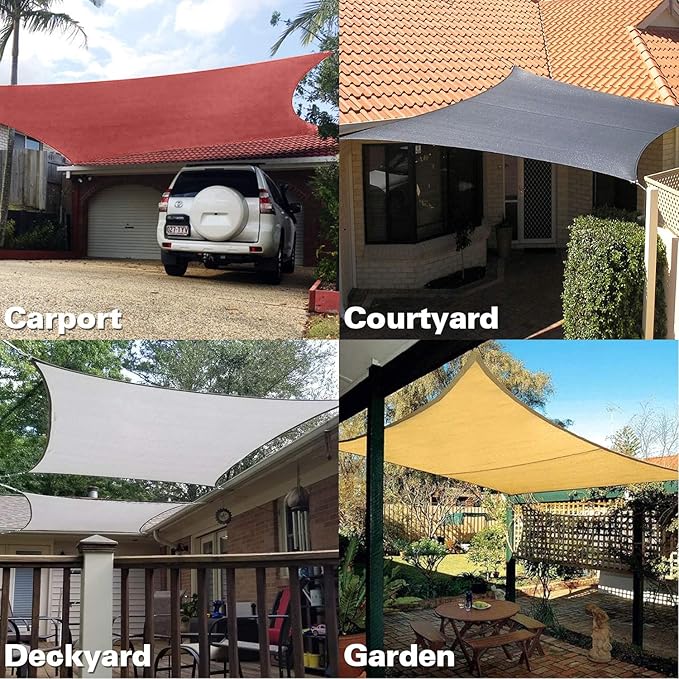 KANAGAWA Sun Shade Sail 10'x13' Dark Green Rectangle UV Block Canopy Awning Shelter Fabric Cloth Screen for Outdoor Patio Garden Backyard