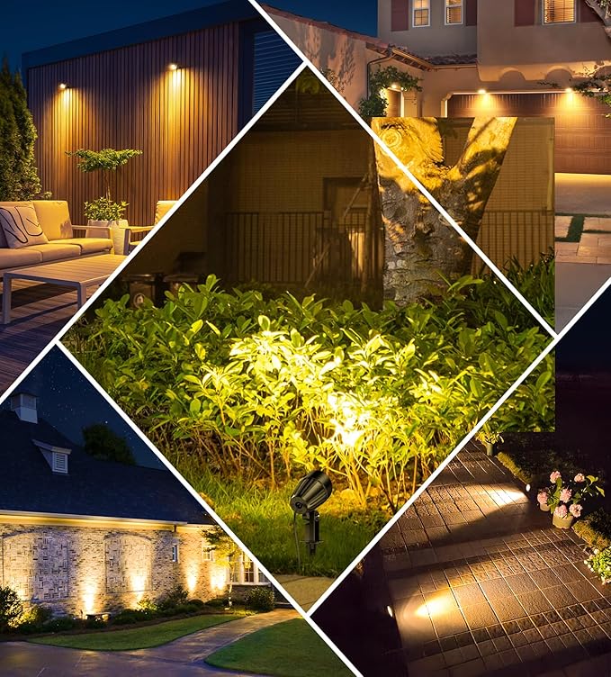 MEIKEE 15W 1500LM Low Voltage Landscape Lighting 12-24V Warm White LED Landscape Lights IP66 Waterproof Outdoor Garden Spotlights Pathway Tree Wall Fence Flood Lighting(10 Pack)