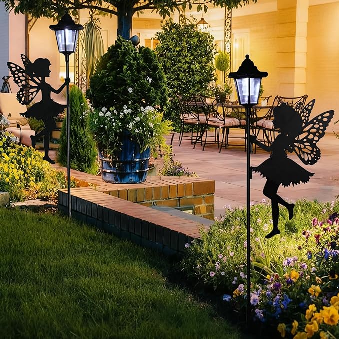ZKLiLi Fairy Solar Garden Light,Outdoor Garden Fairy Decor Waterproof Large Hanging Lantern Decorations for Patio Yard Porch Lawn Pathway Statues Outdoor Decor Gifts(White Light)