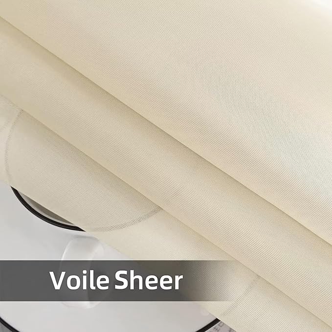 SpaceDresser Waterproof Outdoor Sheer Curtains for Patio - 2 Panels Rod Pocket Indoor Voile Sheer Curtain for Living Room,52W x 120L inch,Ivory
