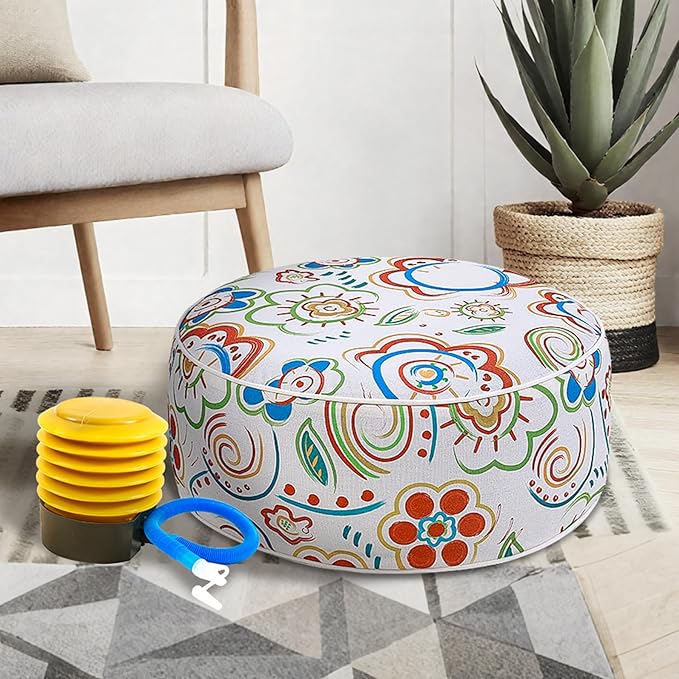 UPWELL Waterproof Inflatable Outdoor Ottoman Pouf,Portable Patio Footrest, Durable & Stylish, Perfect for Garden, Pool, Camping & Home Use - D20 xH9(FloatRelax)